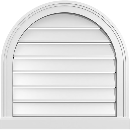 Round Top Surface Mount PVC Gable Vent: Functional, W/ 2W X 2P Brickmould Sill Frame, 22W X 22H